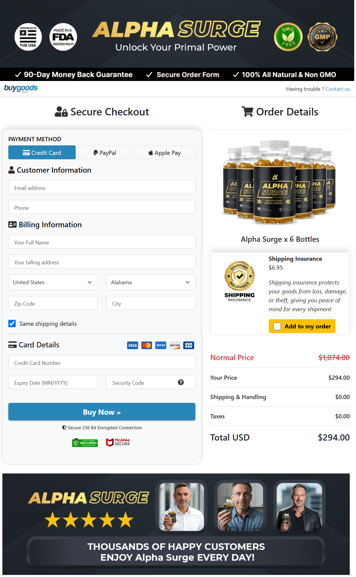Alpha Surge Official Website Secure Order Page